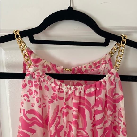 Lilly Pulitzer Riviera Pink and White Sleeveless tank with Chain neck detail - Picture 4 of 12